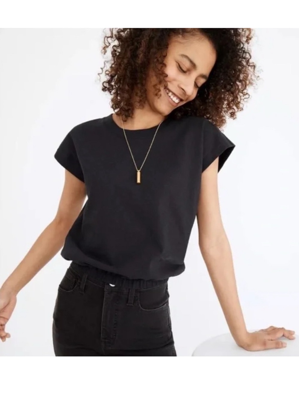 Madewell Black Muscle Short-Sleeve Crewneck Tee Small Classic Casual Minimalist